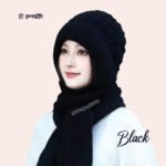 Windproof Cap with Scarf (Black) - Image 2