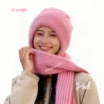 Windproof Cap with Scarf (Pink & Black) - Image 2